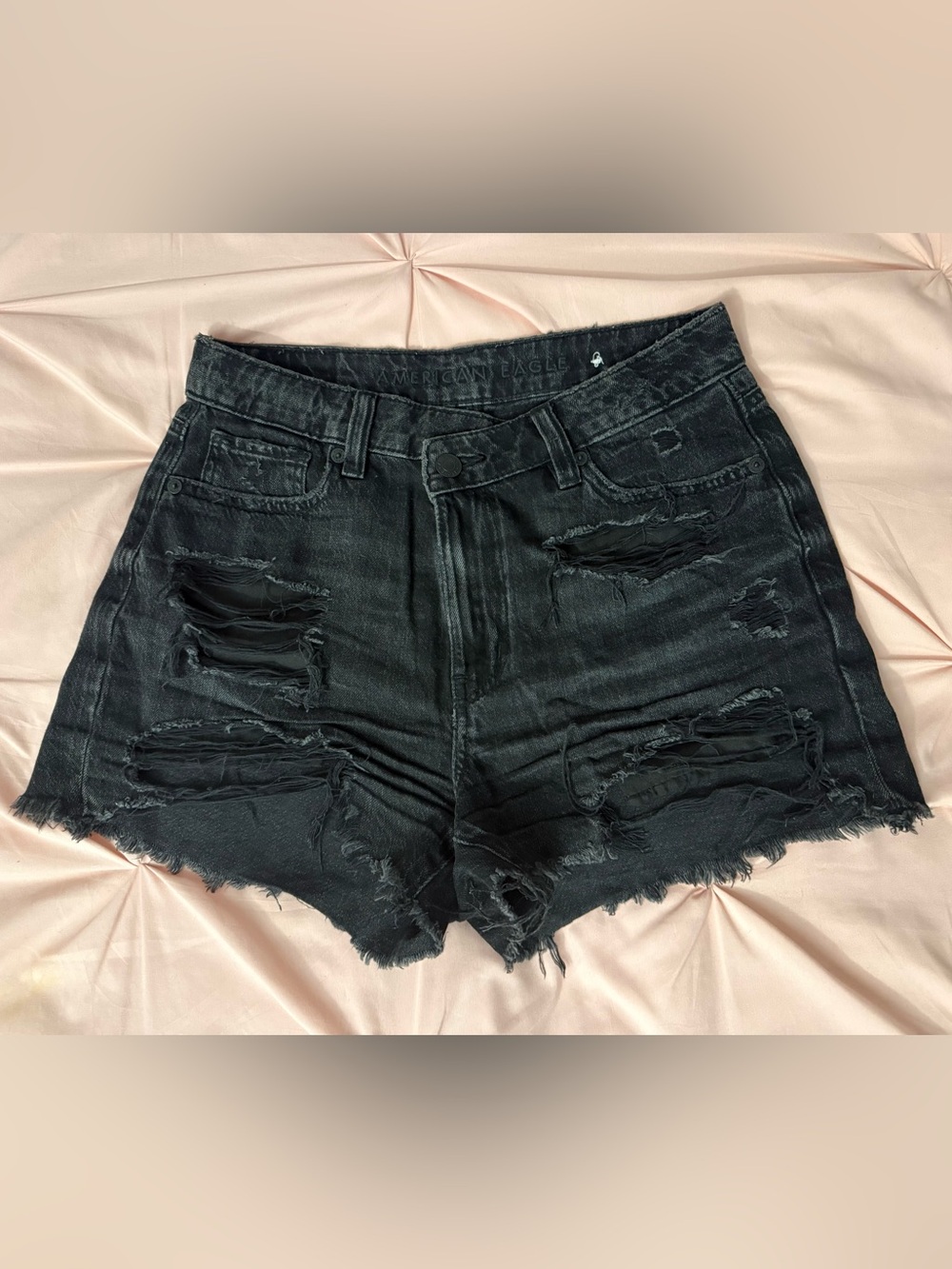 American Eagle Outfitters Black Distressed Cutoff Jean Shorts